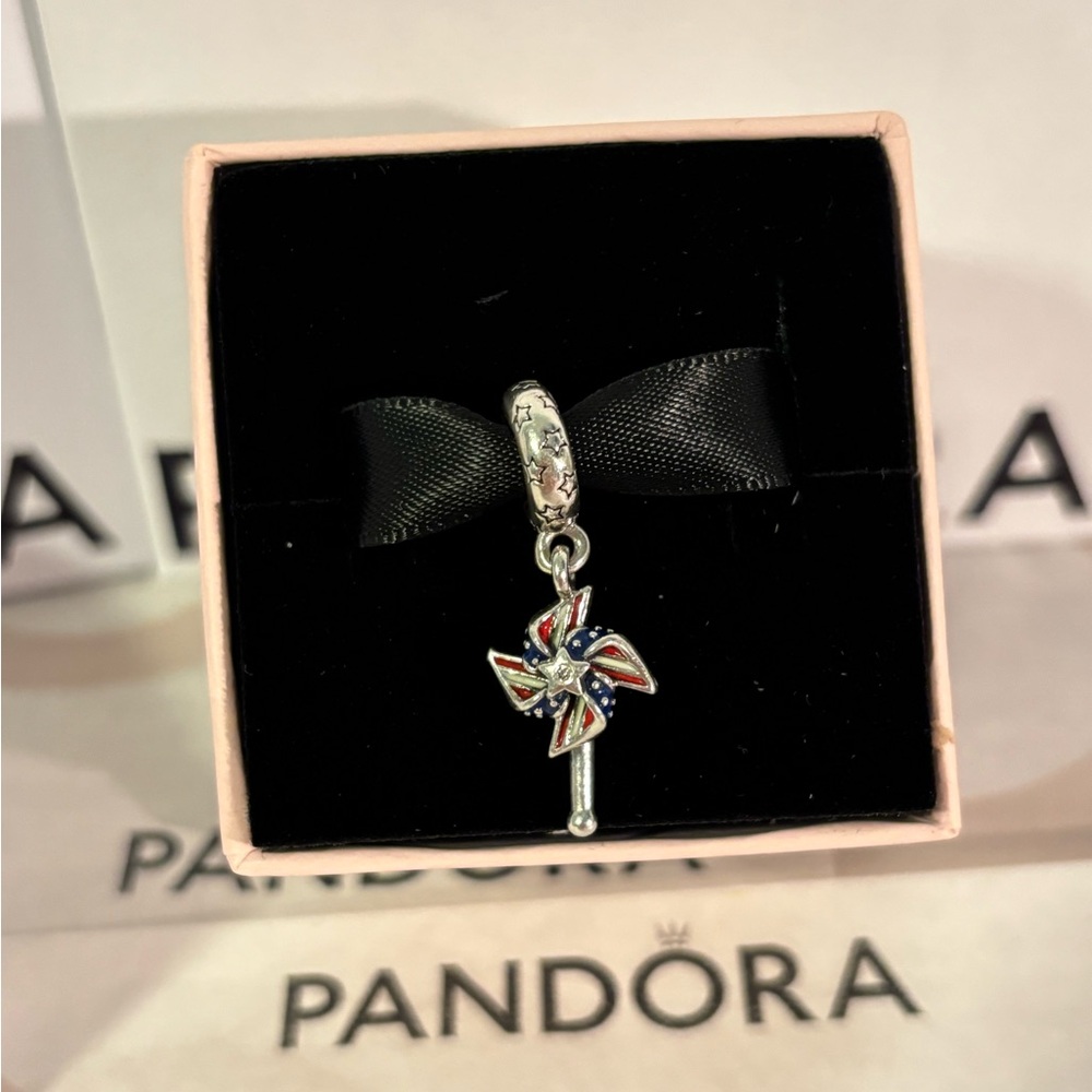 Pandora Silver, Red & Blue Pinwheel Charm (Discontinued)